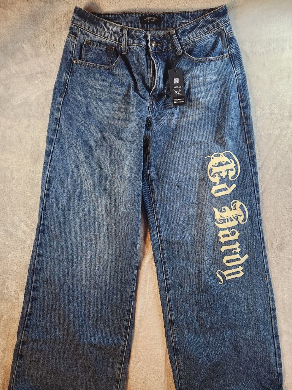 Ed Hardy Jeans 30 Wide Leg Born Free Swallow Tattoo Y2K